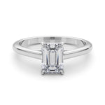 LUMEO Emerald Solitaire Diamond Engagement Ring Set in Platinum 
