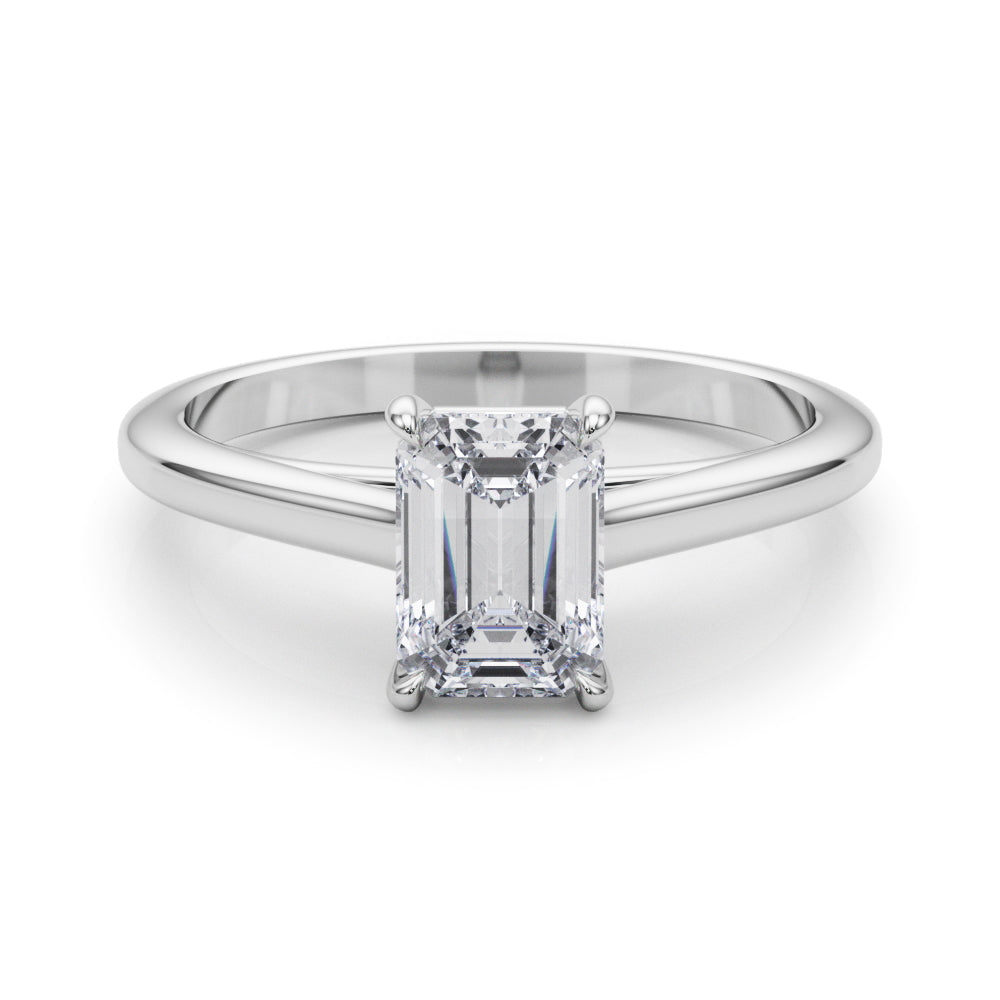 LUMEO Emerald Solitaire Diamond Engagement Ring Set in Platinum 