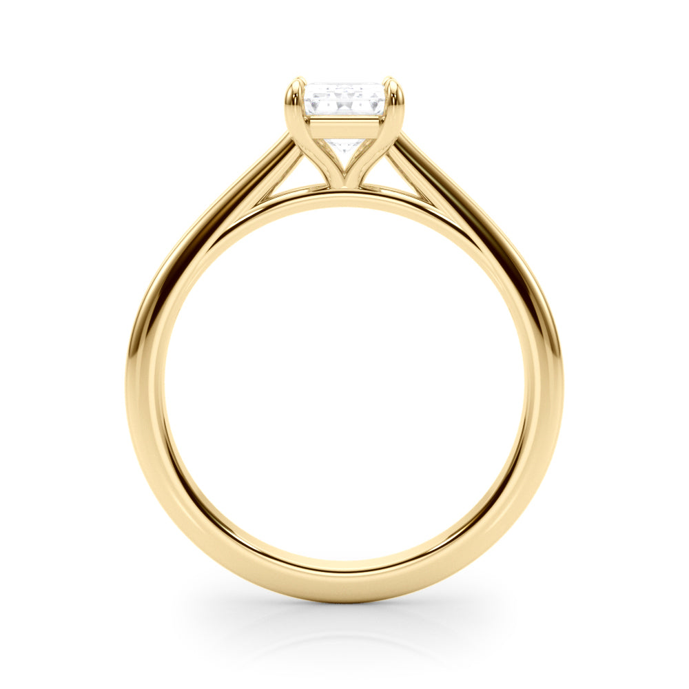 LUMEO Emerald Solitaire Diamond Engagement Ring Side View in 18k Solid Yellow Gold 