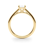 LUMEO Emerald Solitaire Diamond Engagement Ring Side View in 18k Solid Yellow Gold 