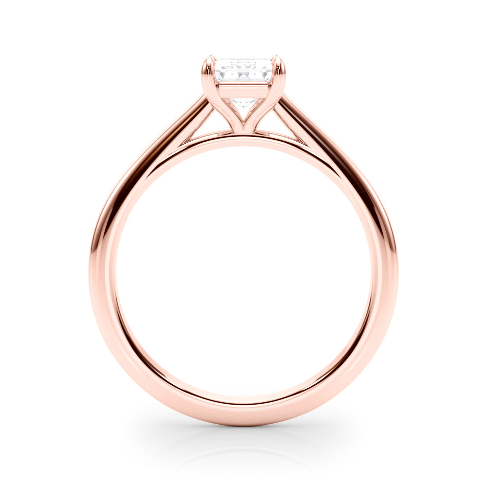 LUMEO Emerald Solitaire Diamond Engagement Ring Side View in 18k Solid Rose Gold 