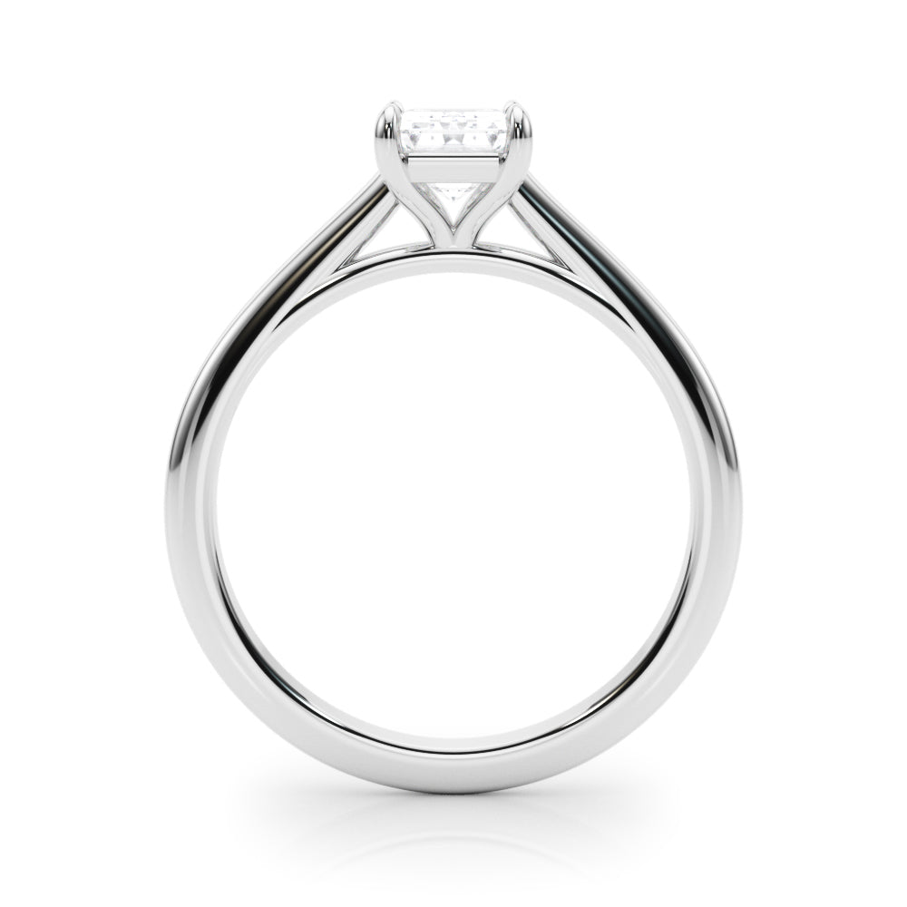 LUMEO Emerald Solitaire Diamond Engagement Ring Side View in Platinum 