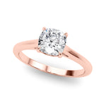 LUMEO Cushion Solitaire Diamond Engagement Ring Front View in 18k Solid Rose Gold 