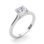 LUMEO Cushion Solitaire Diamond Engagement Ring Angle View in Platinum 