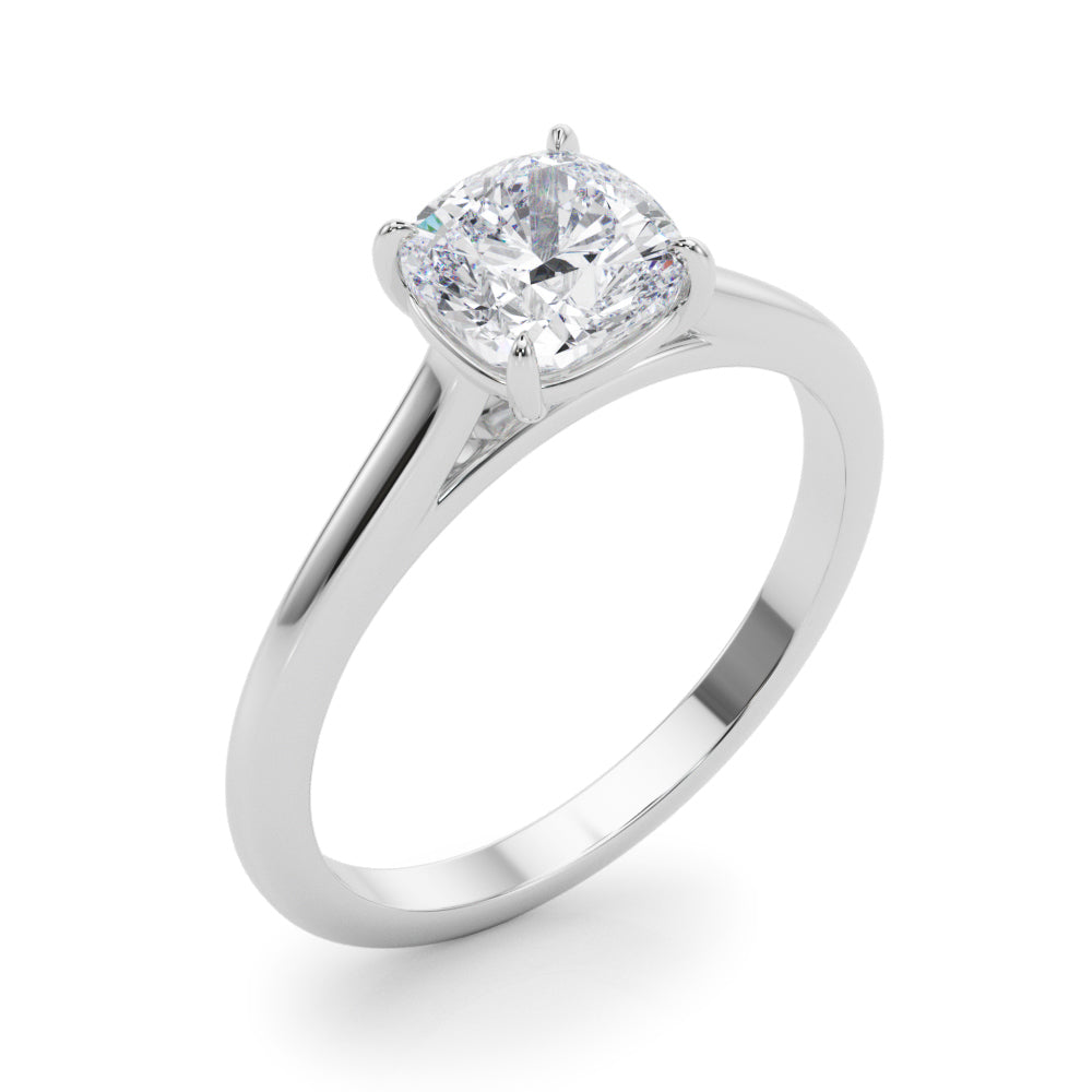 LUMEO Cushion Solitaire Diamond Engagement Ring Angle View in Platinum 