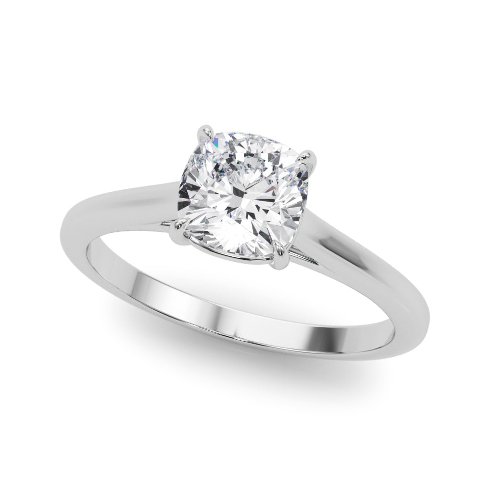 LUMEO Cushion Solitaire Diamond Engagement Ring Front View in Platinum 