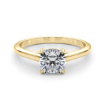 LUMEO Cushion Solitaire Diamond Engagement Ring Set in 18k Solid Yellow Gold 