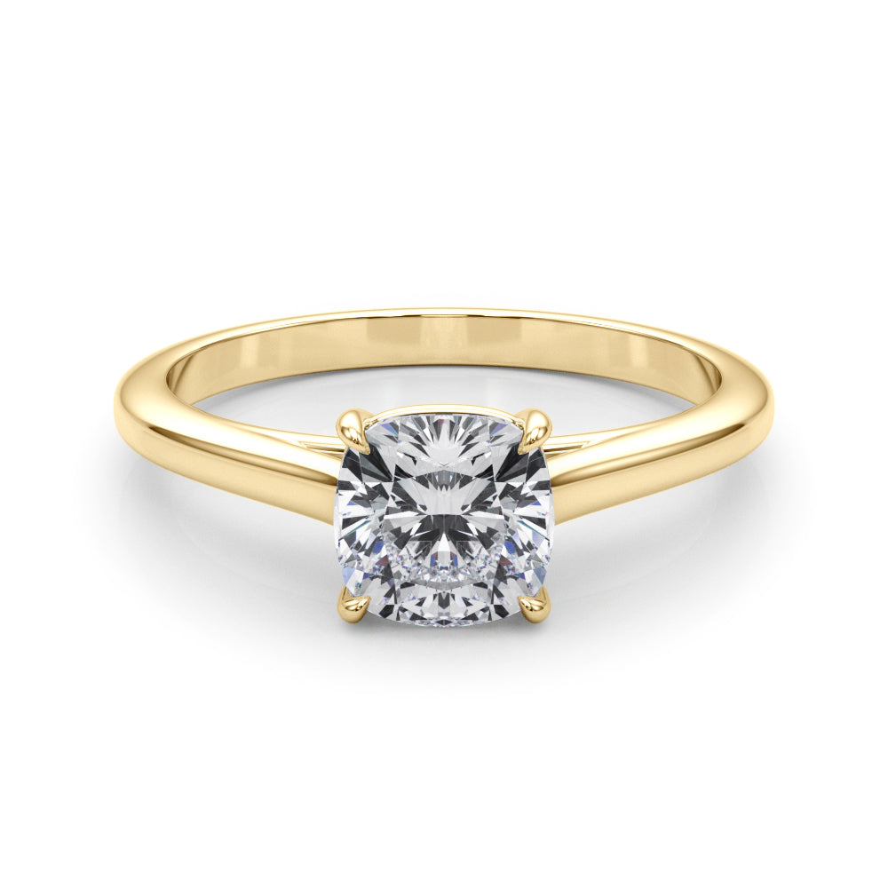 LUMEO Cushion Solitaire Diamond Engagement Ring Set in 18k Solid Yellow Gold 