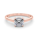 LUMEO Cushion Solitaire Diamond Engagement Ring Set in 18k Solid Rose Gold 