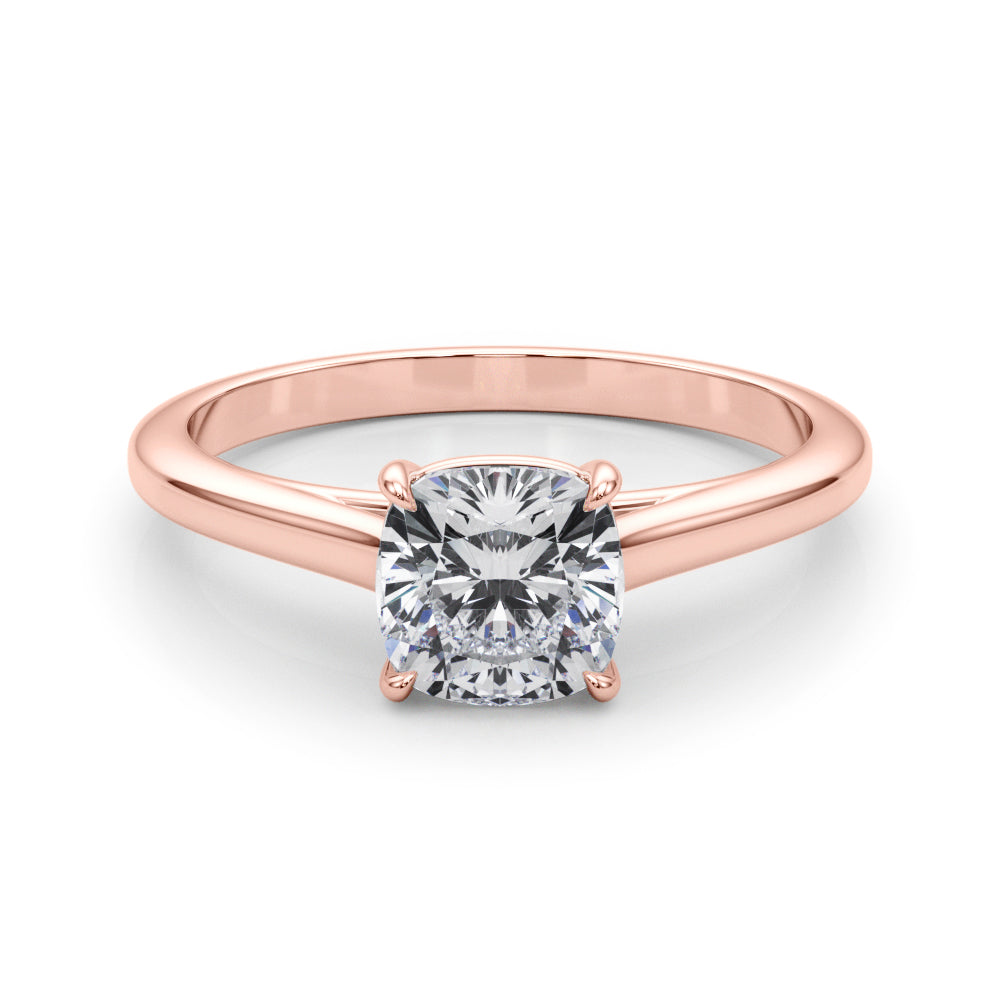 LUMEO Cushion Solitaire Diamond Engagement Ring Set in 18k Solid Rose Gold 