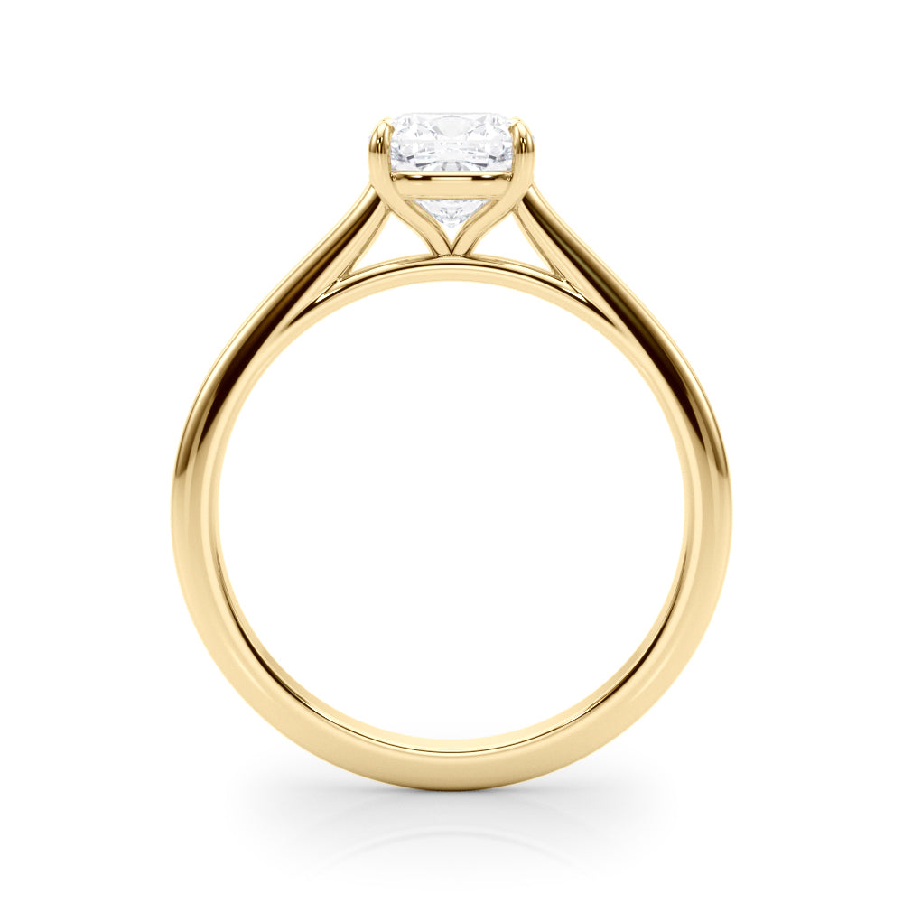 LUMEO Cushion Solitaire Diamond Engagement Ring Side View in 18k Solid Yellow Gold 