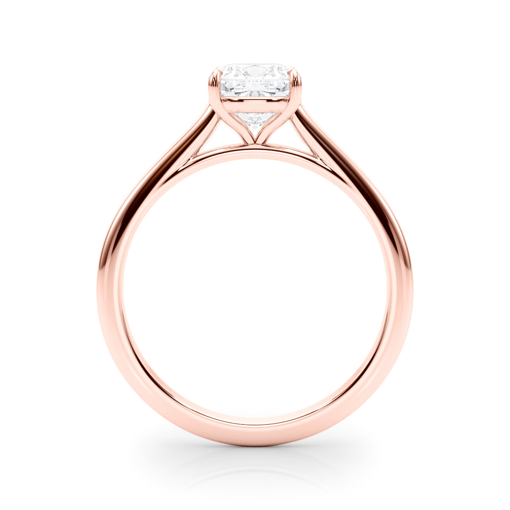 LUMEO Cushion Solitaire Diamond Engagement Ring Side View in 18k Solid Rose Gold 