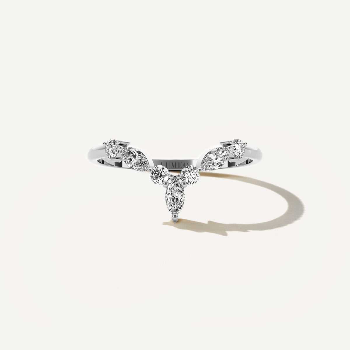 LUMEO Thalia Chevron Wedding Band in Platinum or 18k White Gold 