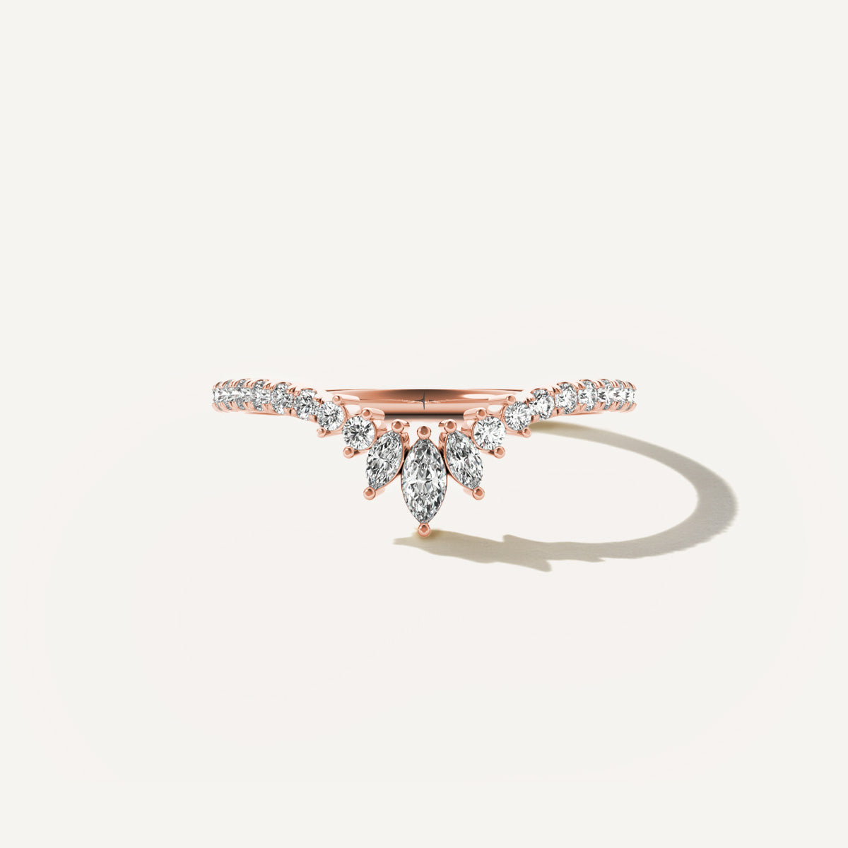 LUMEO Keira Chevron Wedding Band in 18k Rose Gold 