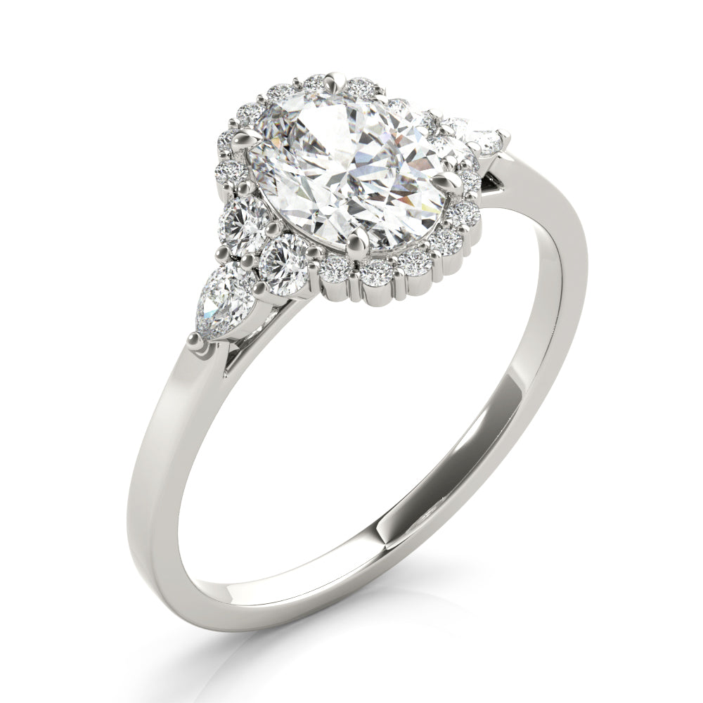 LUMEO Oval Halo Diamond Engagement Ring Angle View in Platinum 