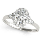LUMEO Oval Halo Diamond Engagement Ring Front View in Platinum 