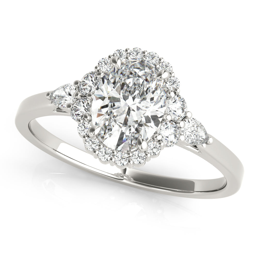 LUMEO Oval Halo Diamond Engagement Ring Front View in Platinum 