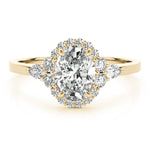 LUMEO Oval Halo Diamond Engagement Ring Set in 18k Solid Yellow Gold 