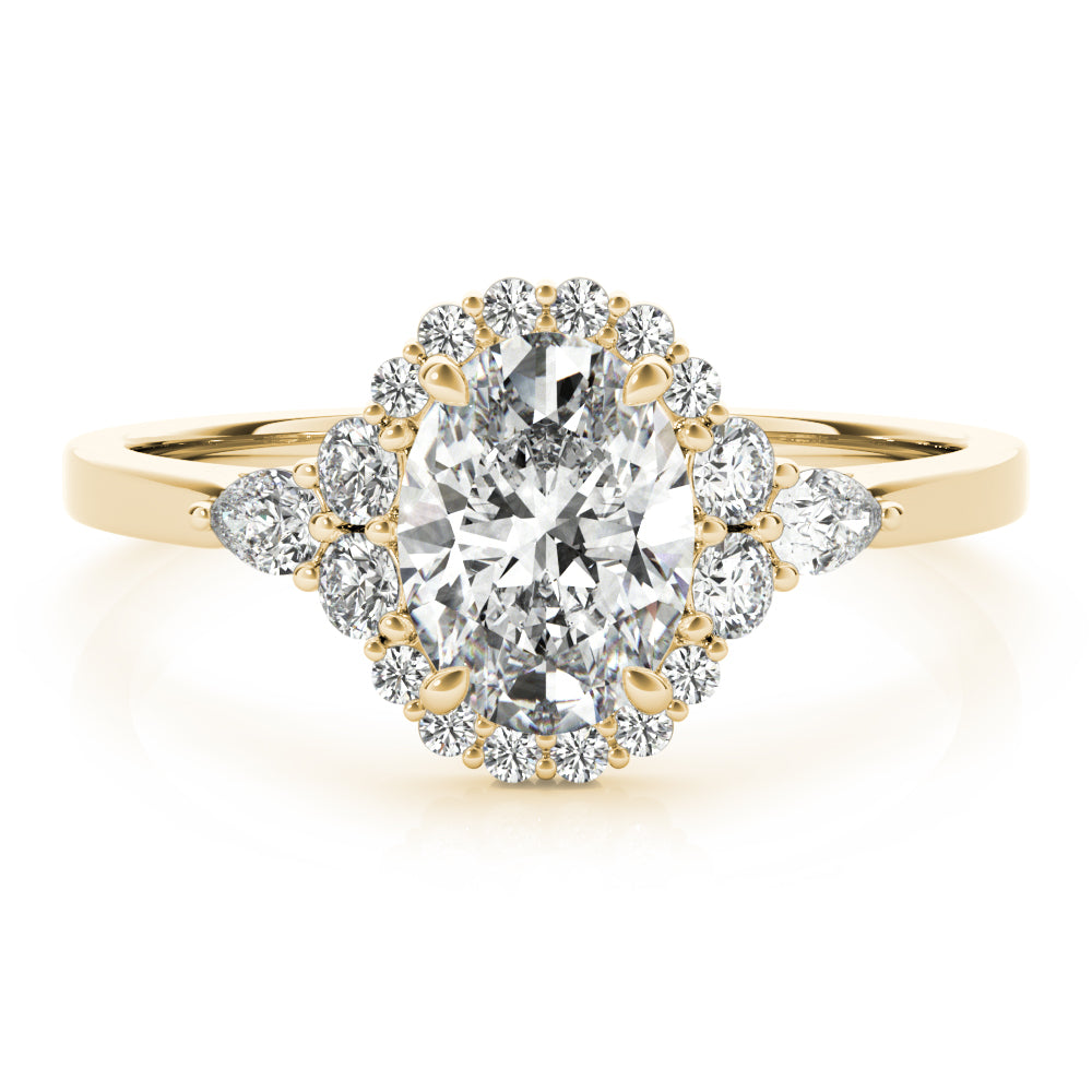 LUMEO Oval Halo Diamond Engagement Ring Set in 18k Solid Yellow Gold 