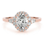 LUMEO Oval Halo Diamond Engagement Ring Set in 18k Solid Rose Gold 