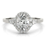 LUMEO Oval Halo Diamond Engagement Ring Set in Platinum 