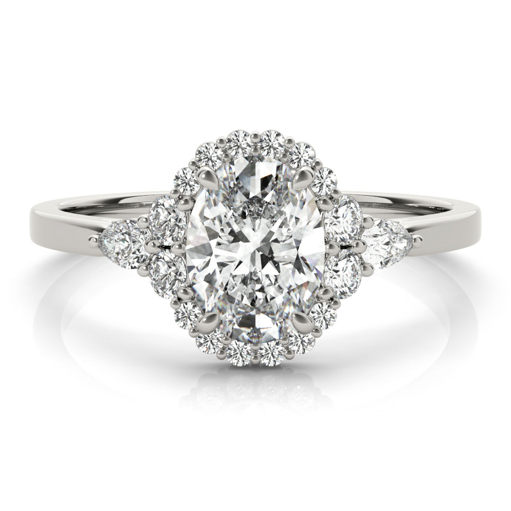 LUMEO Oval Halo Diamond Engagement Ring Set in Platinum 