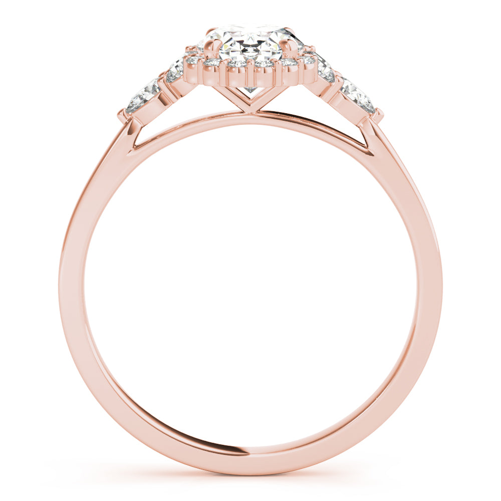 LUMEO Oval Halo Diamond Engagement Ring Side View in 18k Solid Rose Gold 