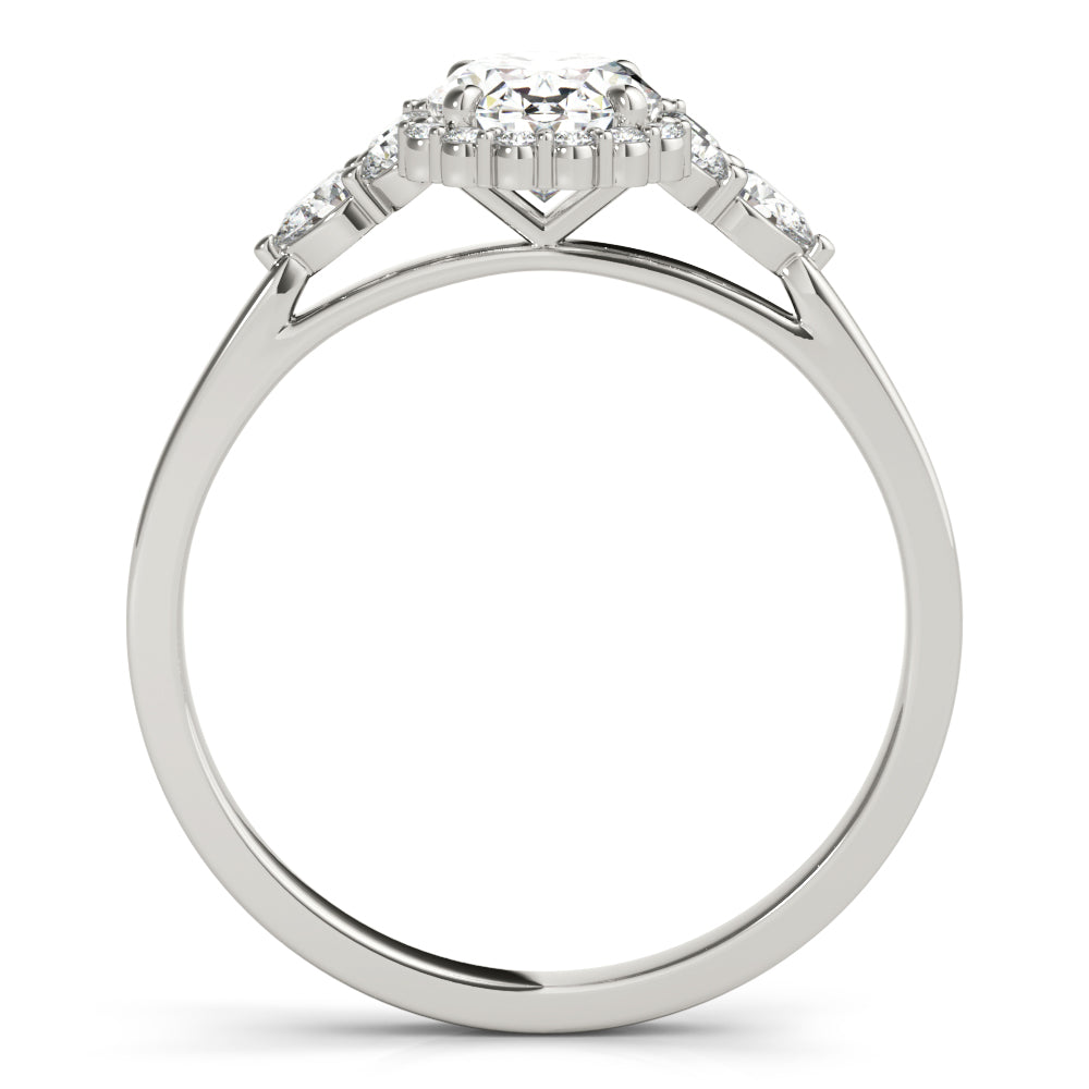 LUMEO Oval Halo Diamond Engagement Ring Side View in Platinum 