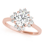 LUMEO Emerald Halo Diamond Engagement Ring Front View in 18k Solid Rose Gold 