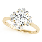 LUMEO Emerald Halo Diamond Engagement Ring Front View in 18k Solid Yellow Gold 