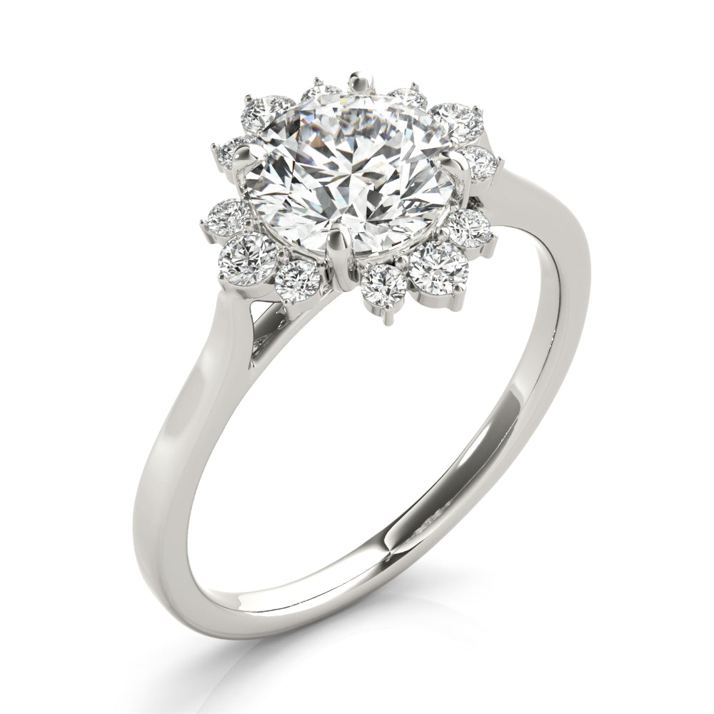 LUMEO Emerald Halo Diamond Engagement Ring Angle View in Platinum 
