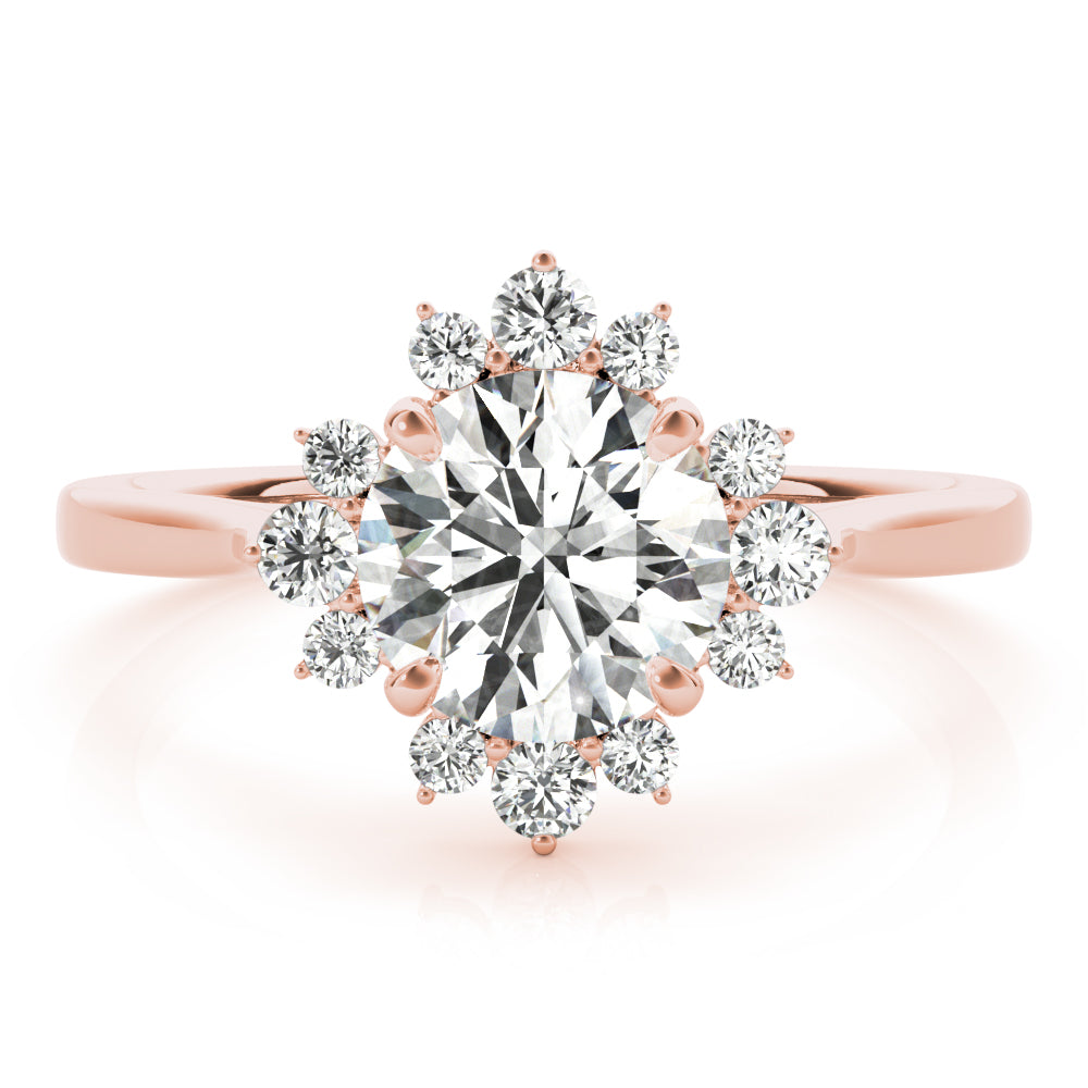 LUMEO Emerald Halo Diamond Engagement Ring Set in 18k Solid Rose Gold 