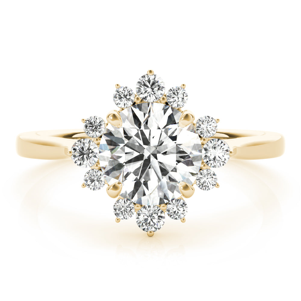 LUMEO Emerald Halo Diamond Engagement Ring Set in 18k Solid Yellow Gold 