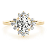 LUMEO Emerald Halo Diamond Engagement Ring Set in 18k Solid Yellow Gold 