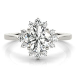 LUMEO Emerald Halo Diamond Engagement Ring Set in Platinum 