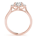 LUMEO Emerald Halo Diamond Engagement Ring Side View in 18k Solid Rose Gold 