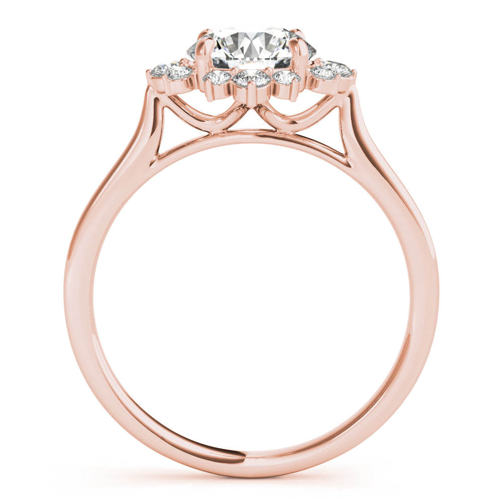 LUMEO Emerald Halo Diamond Engagement Ring Side View in 18k Solid Rose Gold 