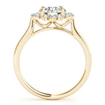 LUMEO Emerald Halo Diamond Engagement Ring Side View in 18k Solid Yellow Gold 