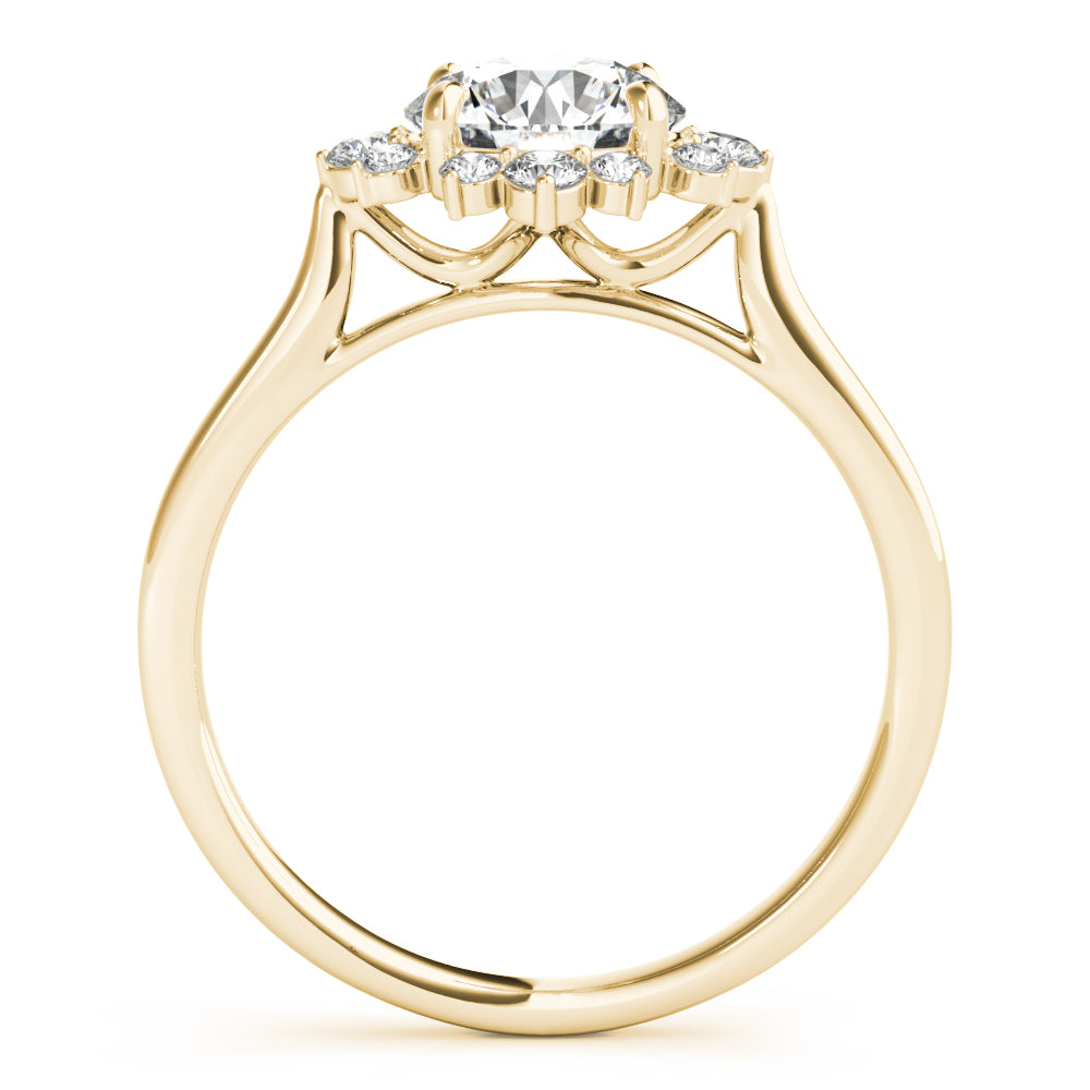 LUMEO Emerald Halo Diamond Engagement Ring Side View in 18k Solid Yellow Gold 