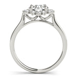 LUMEO Emerald Halo Diamond Engagement Ring Side View in Platinum 