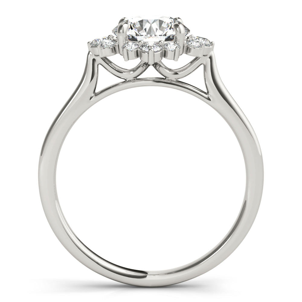 LUMEO Emerald Halo Diamond Engagement Ring Side View in Platinum 