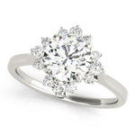 LUMEO Emerald Halo Diamond Engagement Ring Front View in Platinum 