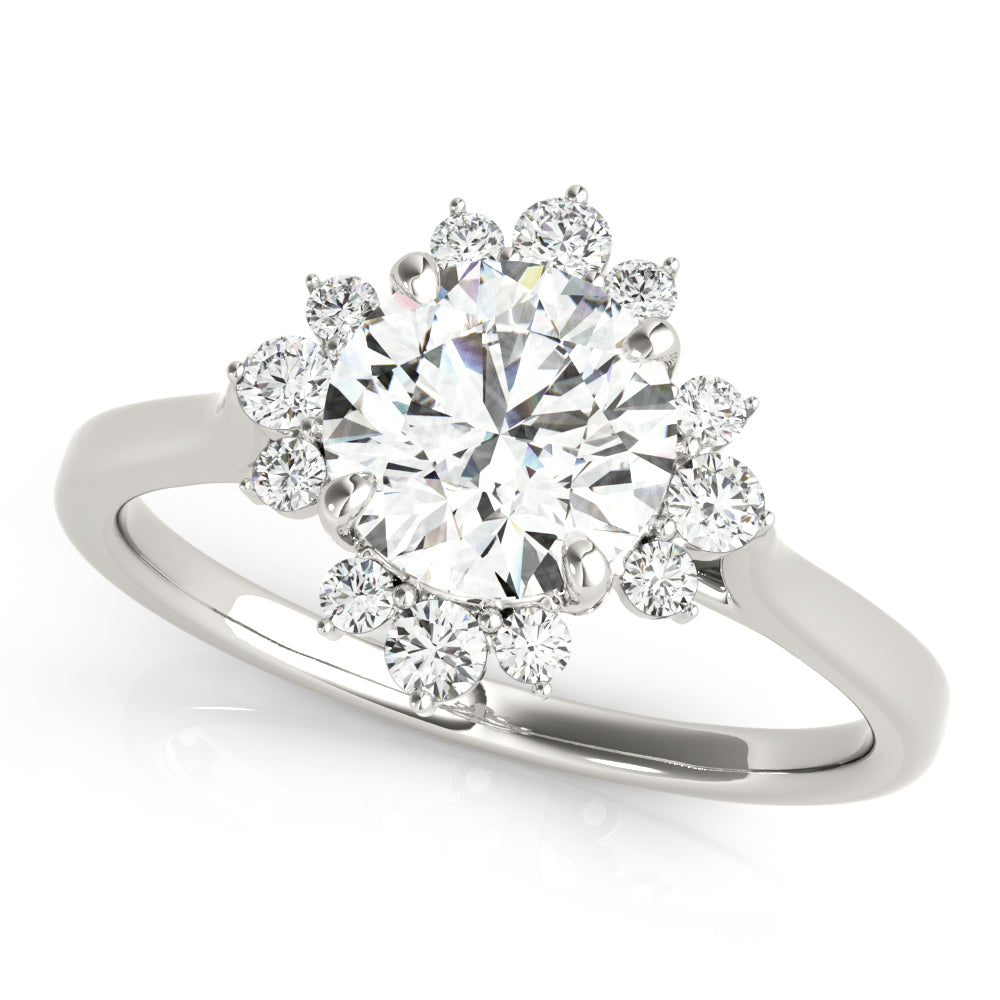 LUMEO Emerald Halo Diamond Engagement Ring Front View in Platinum #platinum