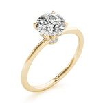 LUMEO Round Hidden Halo Diamond Engagement Ring Angle View in 18k Solid Yellow Gold 