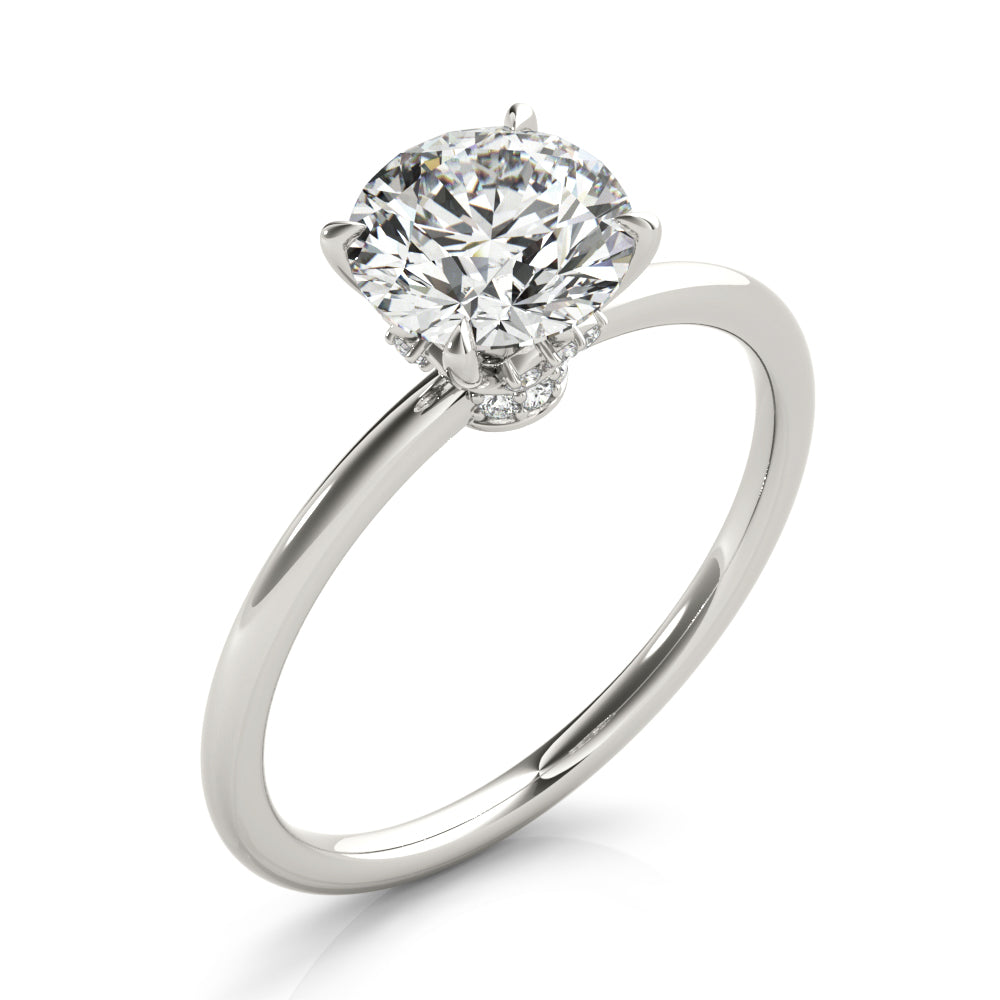 LUMEO Round Hidden Halo Diamond Engagement Ring Angle View in Platinum 