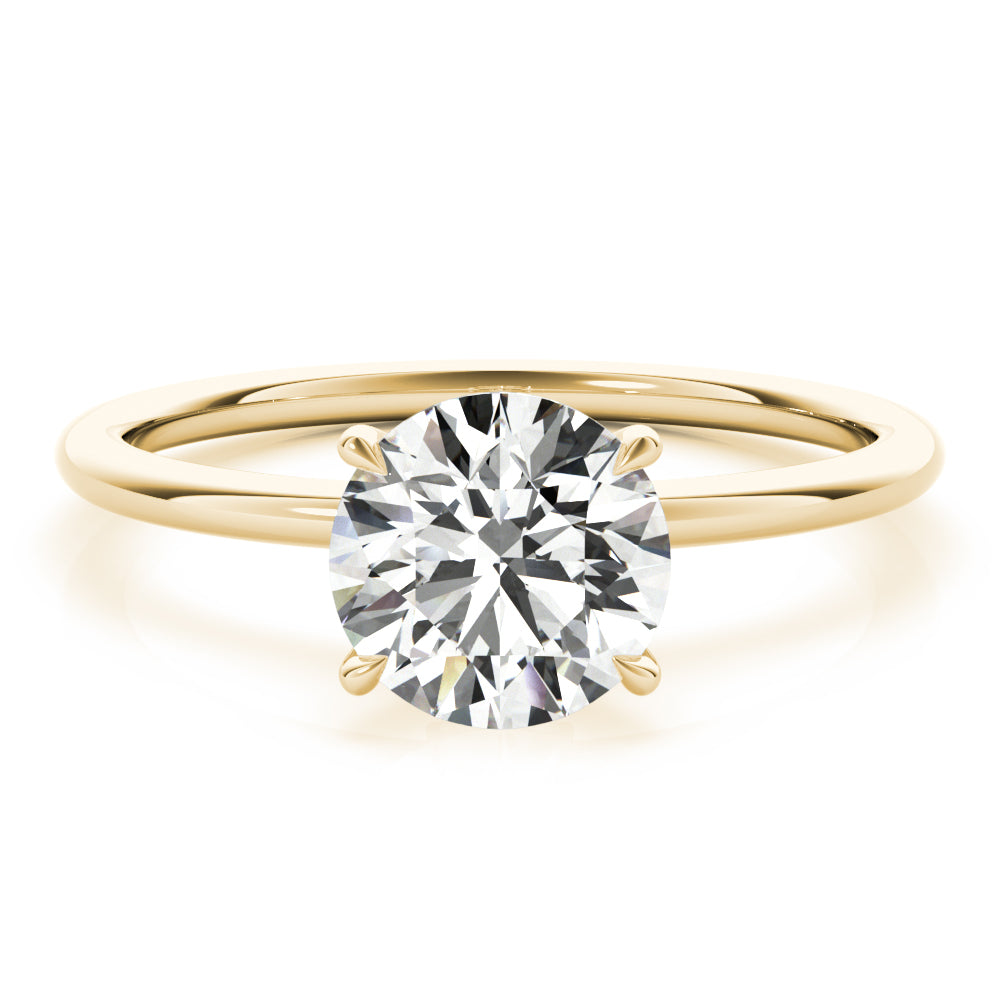 LUMEO Round Hidden Halo Diamond Engagement Ring Set in 18k Solid Yellow Gold 