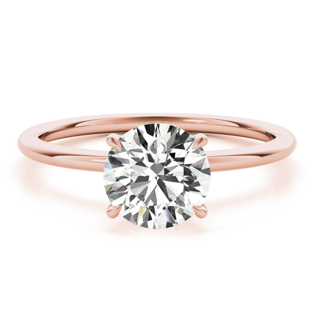 LUMEO Round Hidden Halo Diamond Engagement Ring Set in 18k Solid Rose Gold 