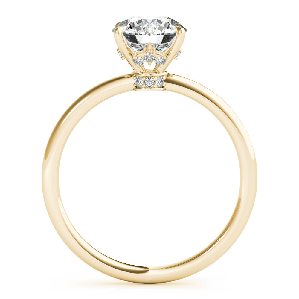 LUMEO Round Hidden Halo Diamond Engagement Ring Side View in 18k Solid Yellow Gold 
