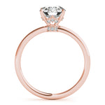 LUMEO Round Hidden Halo Diamond Engagement Ring Side View in 18k Solid Rose Gold 