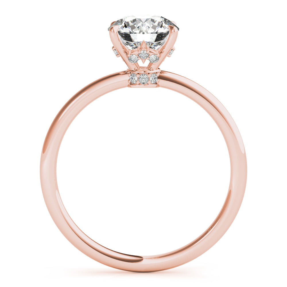LUMEO Round Hidden Halo Diamond Engagement Ring Side View in 18k Solid Rose Gold 